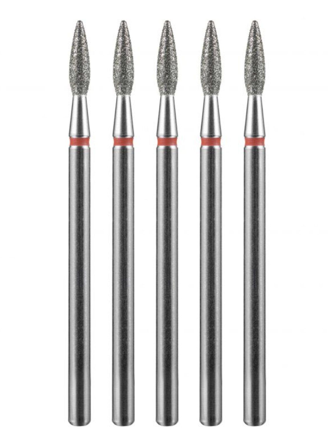 MANITA Фреза алмазная пламя острое для аппаратного маникюра 856.104.243.080.023 ФАП-2.3-8М, красная насечка, ø 2,3 мм, 5 шт. 577599 28341 