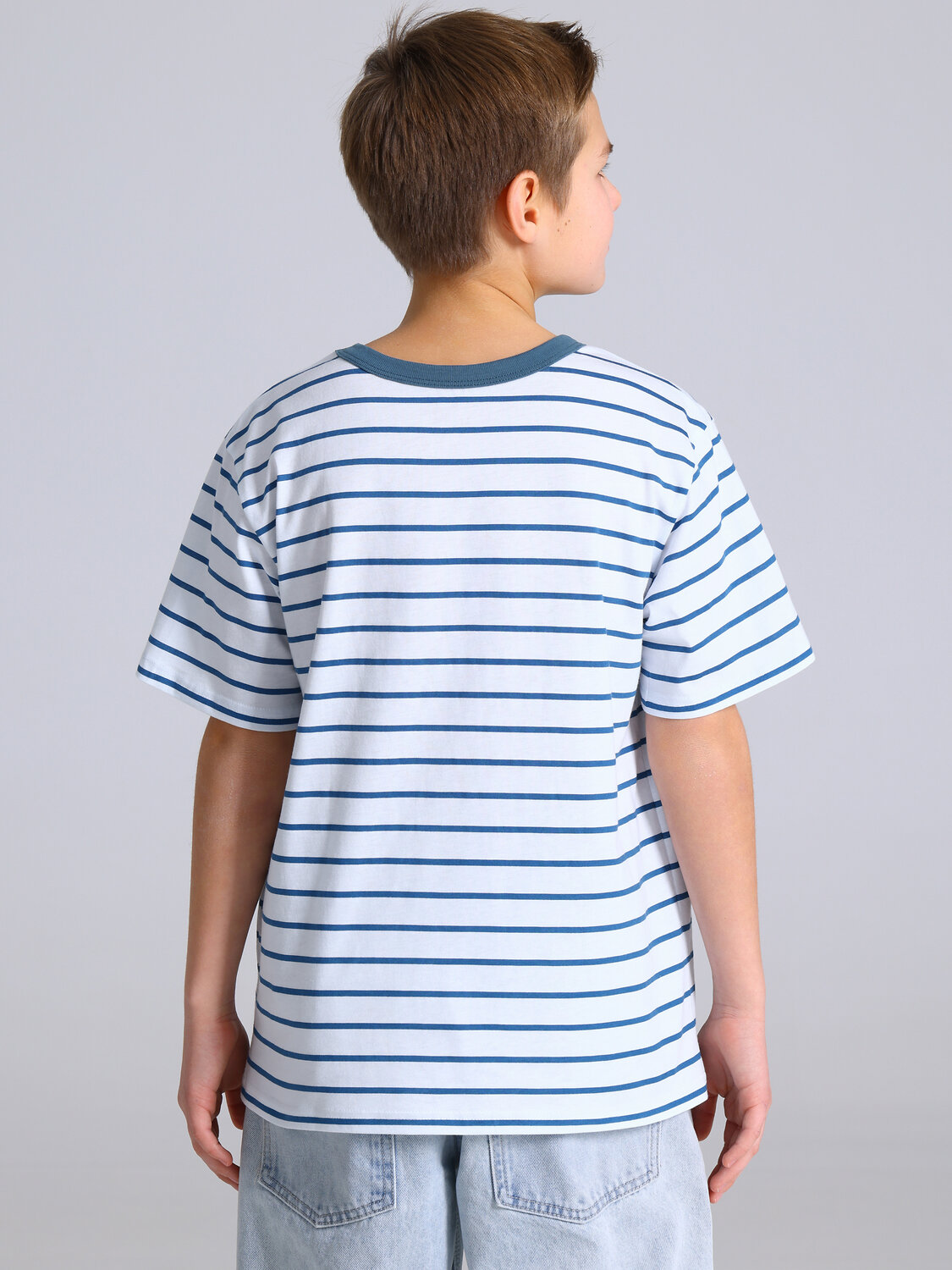 Апрель Футболка 577610 1ПДФК4332001н полоска белый+синий