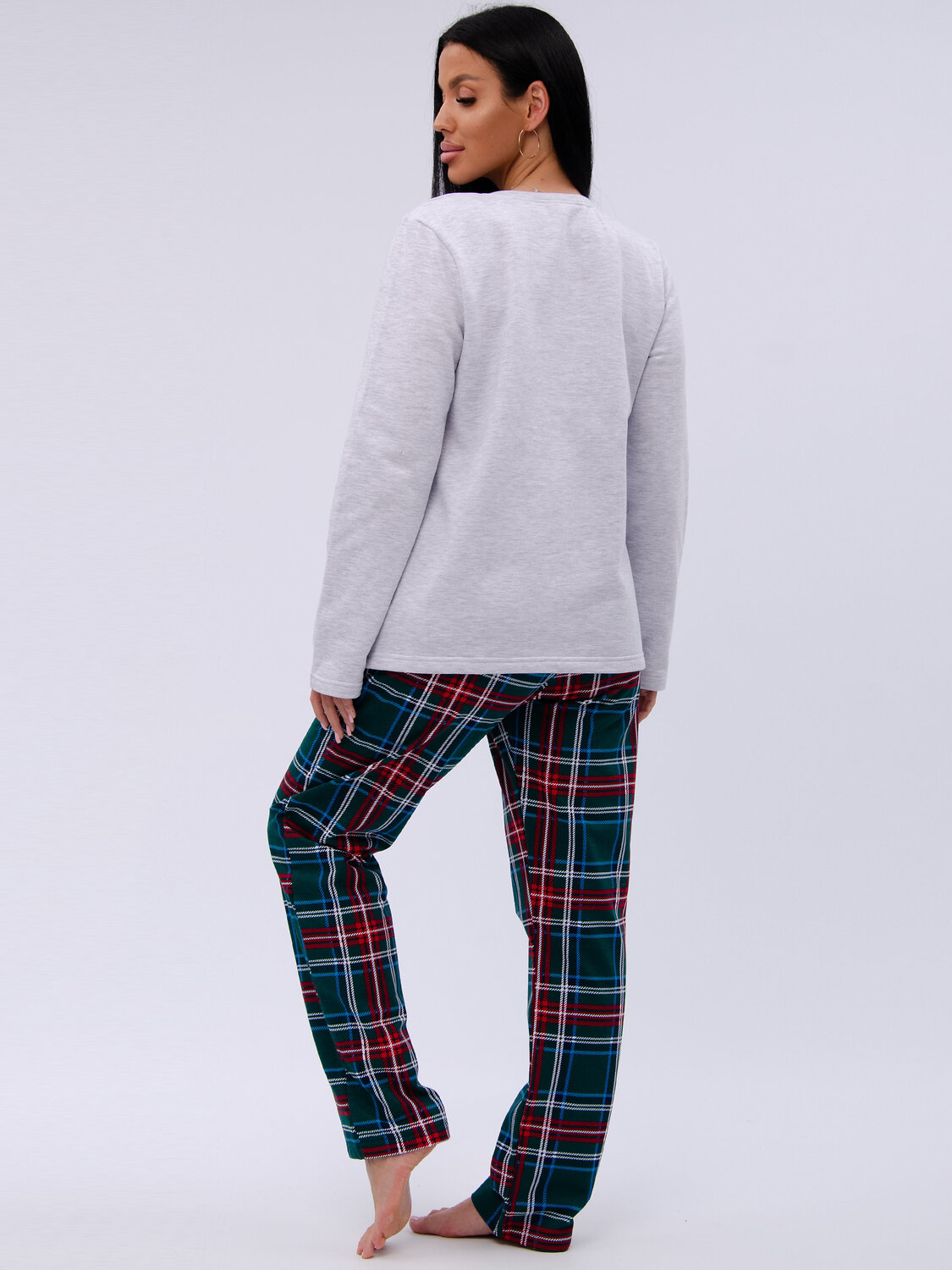 Malina Пижама 577659 3189 светло-серый меланж/зелёный