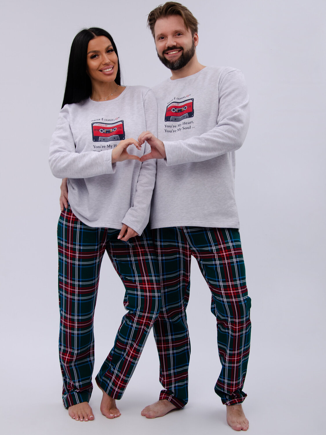 Malina Пижама 577663 3190 светло-серый меланж/зелёный