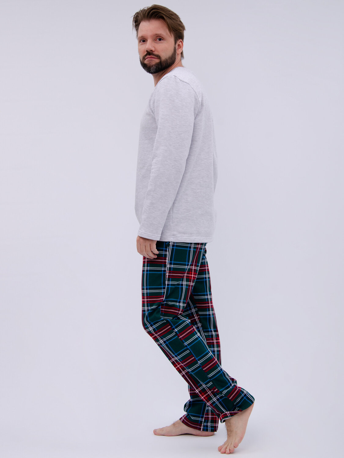 Malina Пижама 577663 3190 светло-серый меланж/зелёный