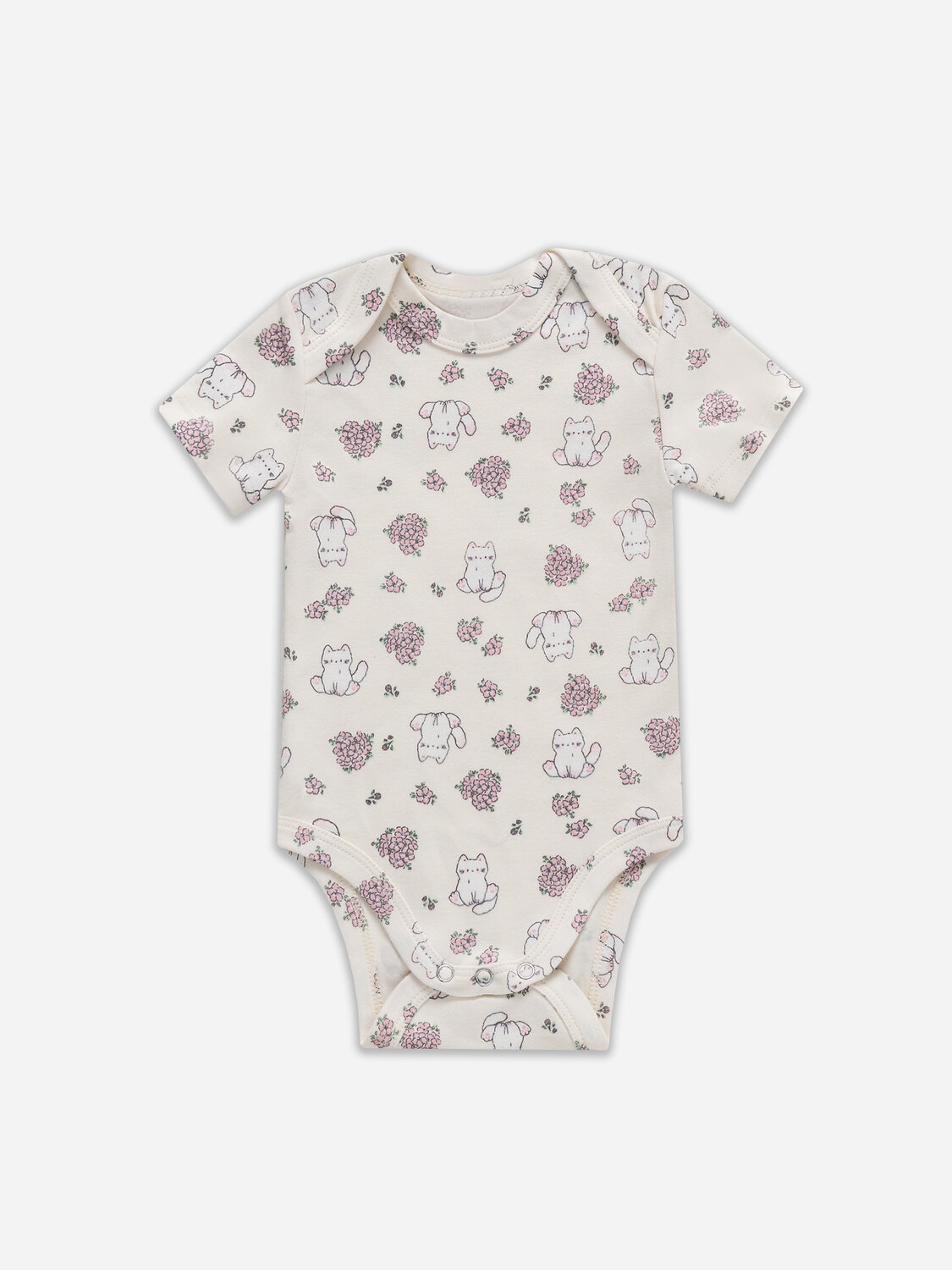 MARK FORMELLE Боди детское 578139 13015-3 котики с цветами на молочном +мята +цветочки на розовом