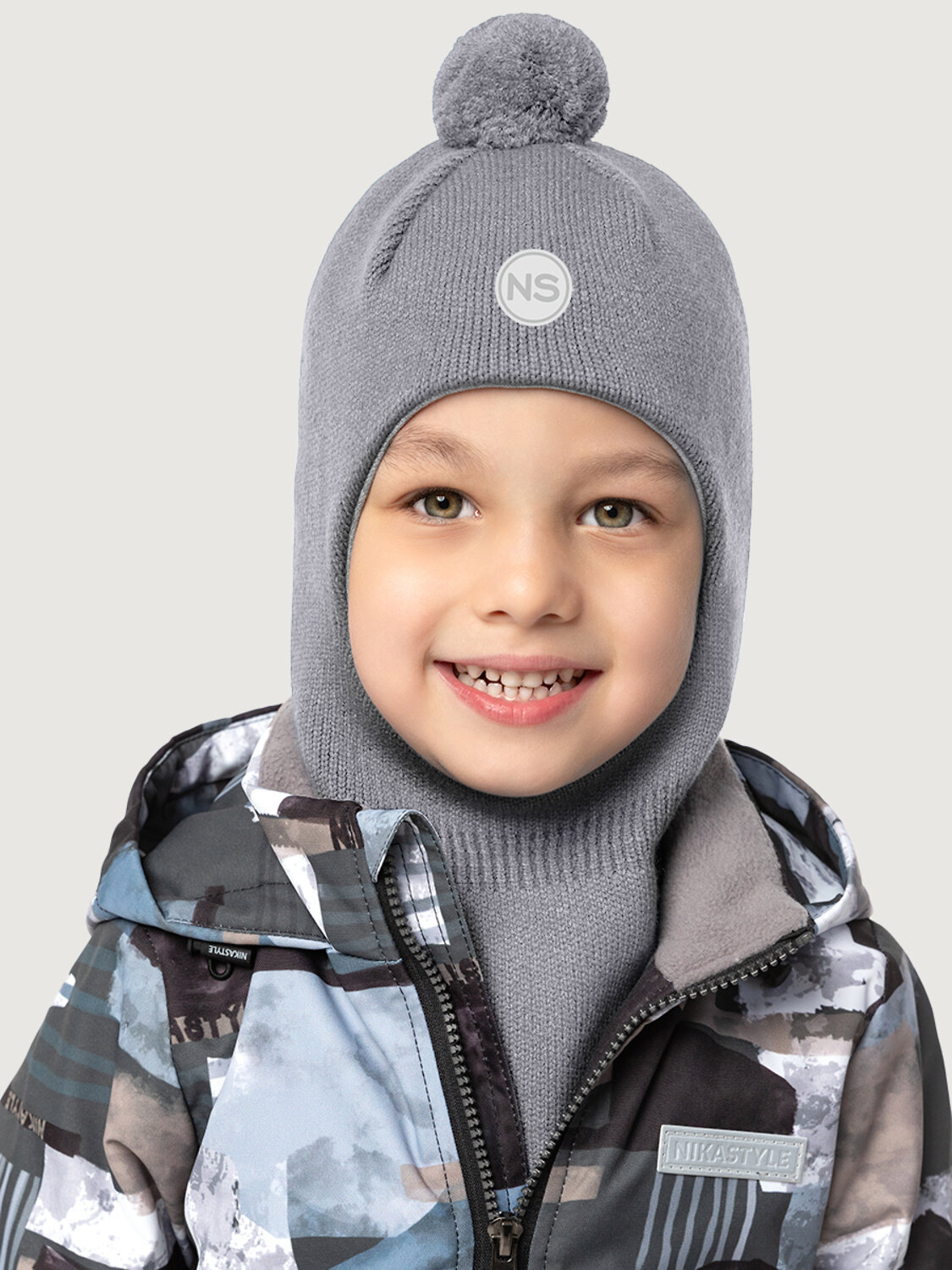 NIKASTYLE Балаклава 578399 10м20326 серый меланж