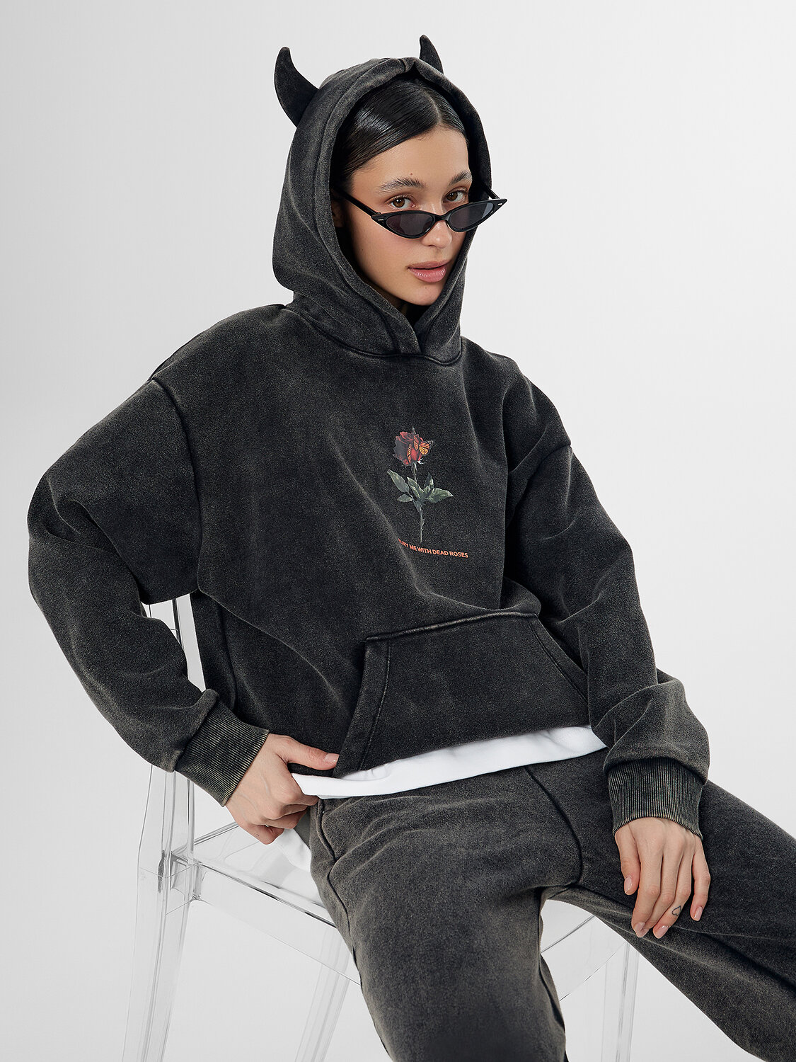 MARK FORMELLE Худи 578489 122775-2 ACID WASH черный +печать