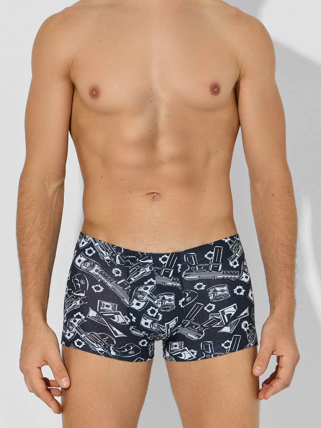 MARK FORMELLE Трусы 578506 411229-3 пистолеты и деньги на черном +хвойный лес +пули на графите