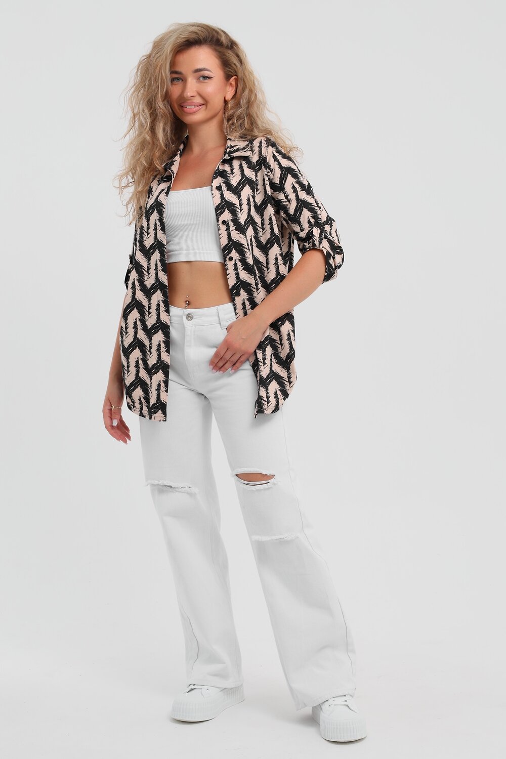 Натали Рубашка 578516 36961 черно-бежевый