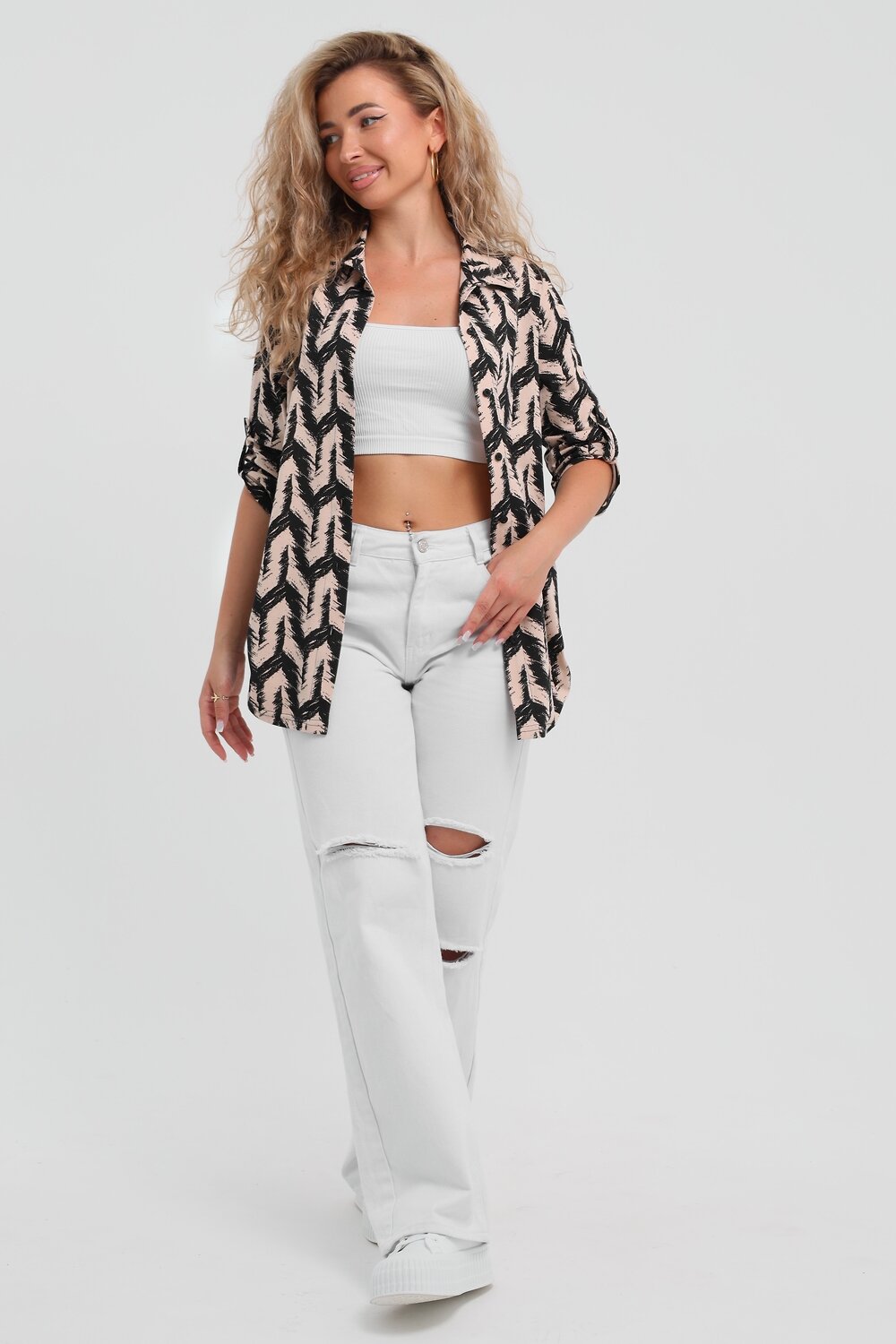 Натали Рубашка 578516 36961 черно-бежевый