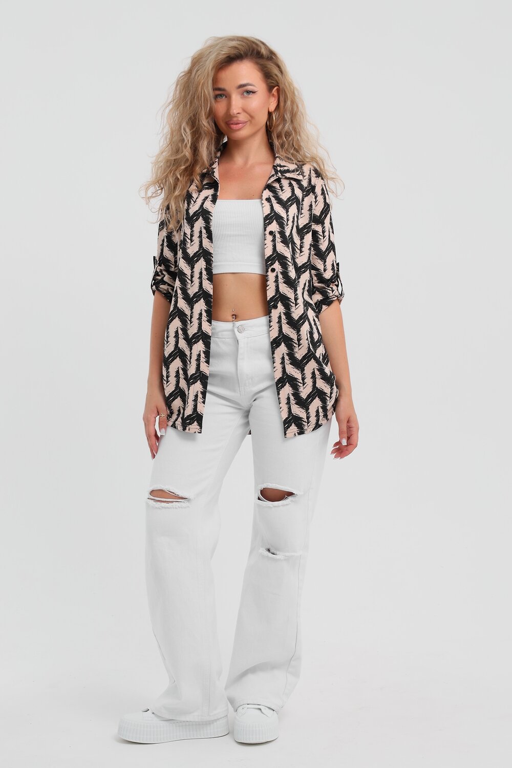 Натали Рубашка 578516 36961 черно-бежевый