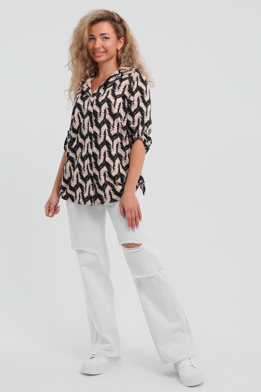 Натали Рубашка 578516 36961 черно-бежевый