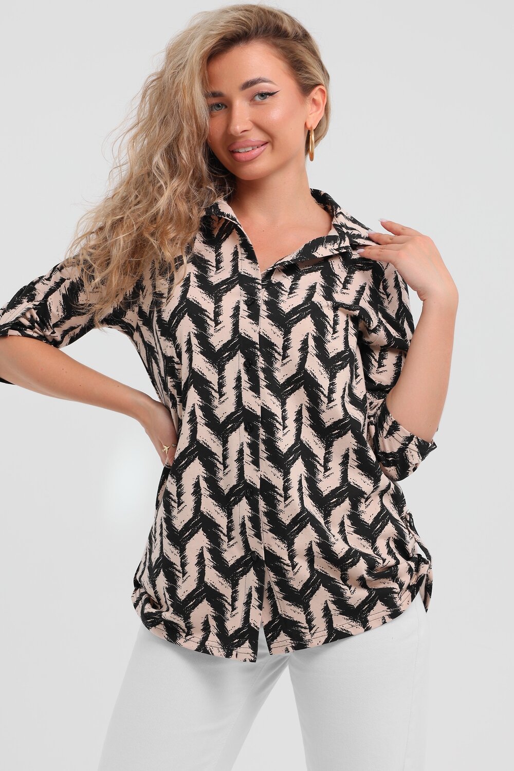 Натали Рубашка 578516 36961 черно-бежевый