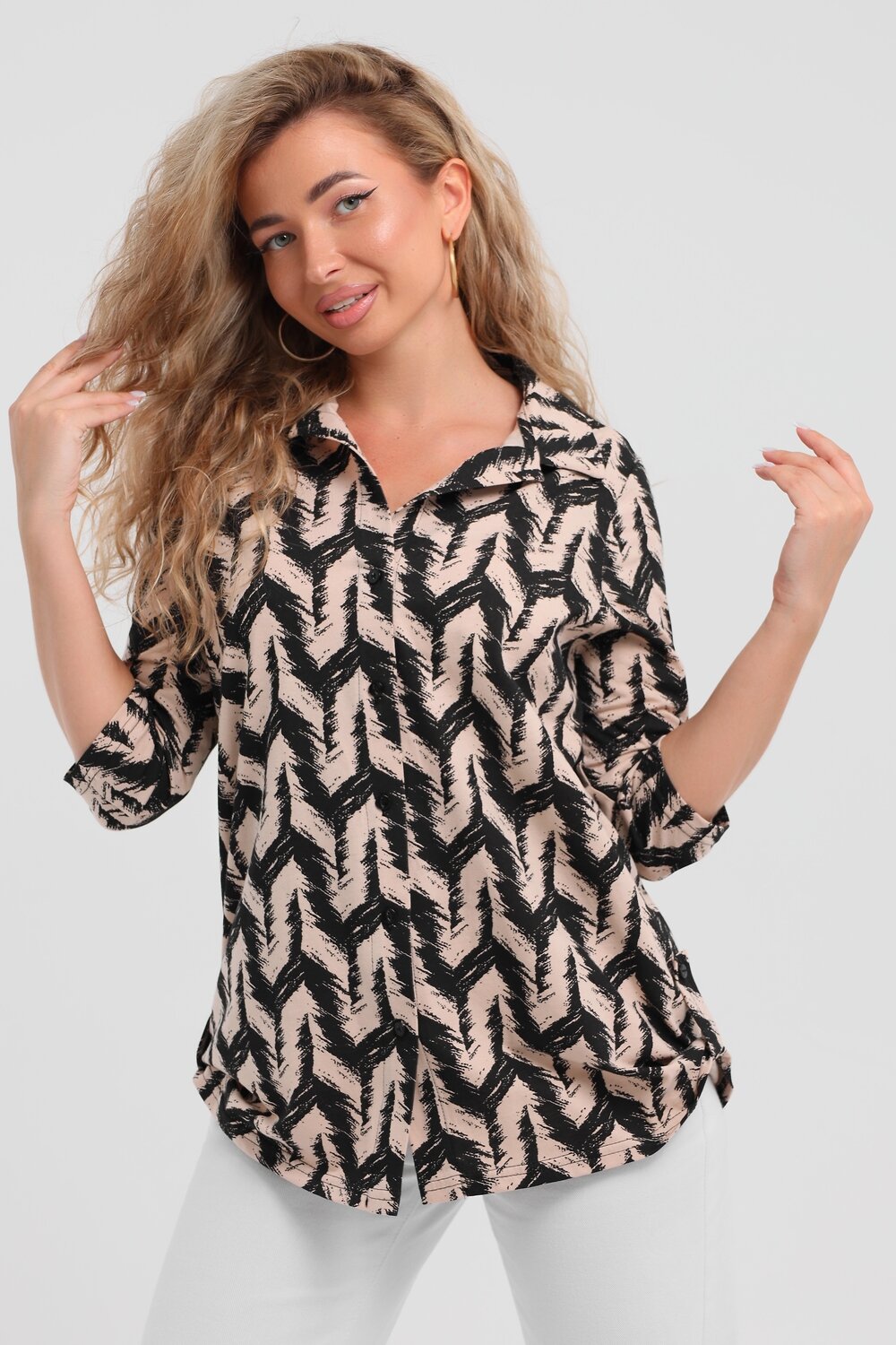 Натали Рубашка 578516 36961 черно-бежевый