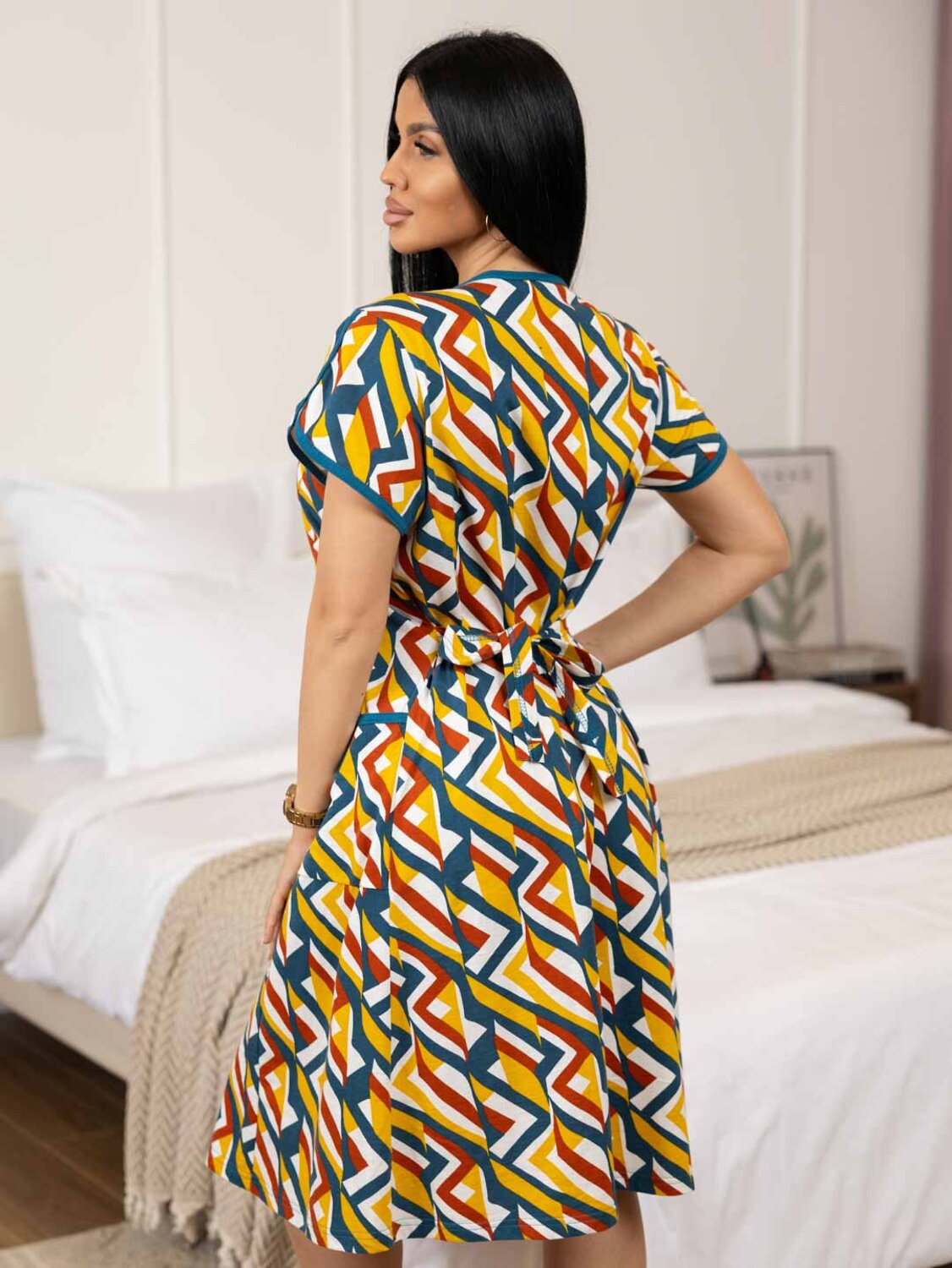 Текс-плюс Халат 578554 00-00246547 Зеленый,оранжевый, белый