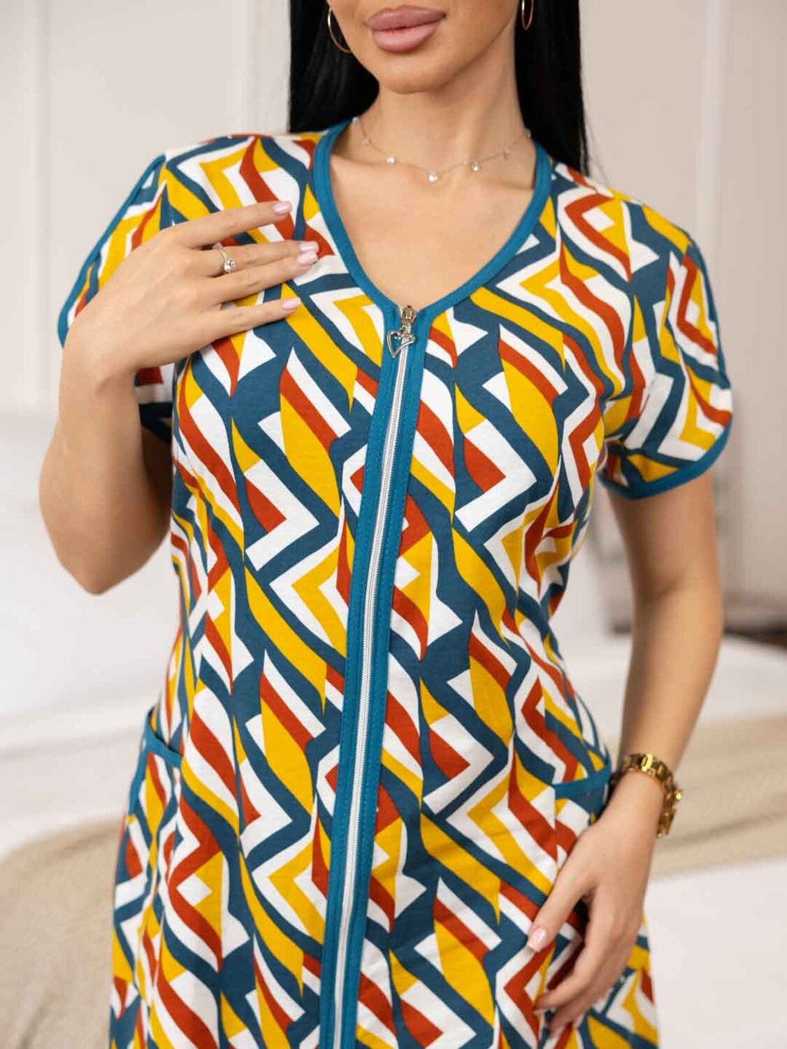 Текс-плюс Халат 578554 00-00246547 Зеленый,оранжевый, белый