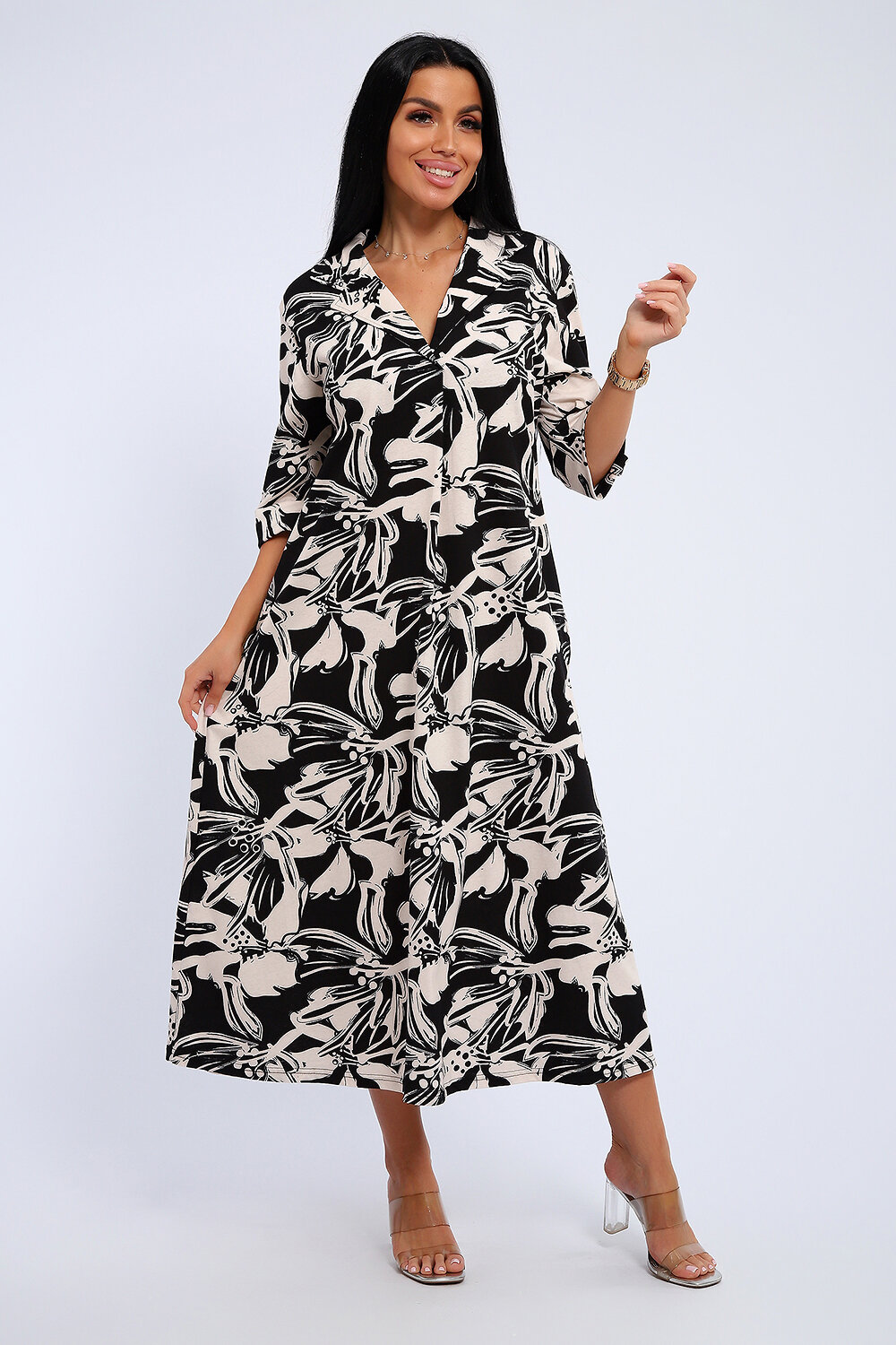 Натали Платье 578590 83802 черно-бежевый