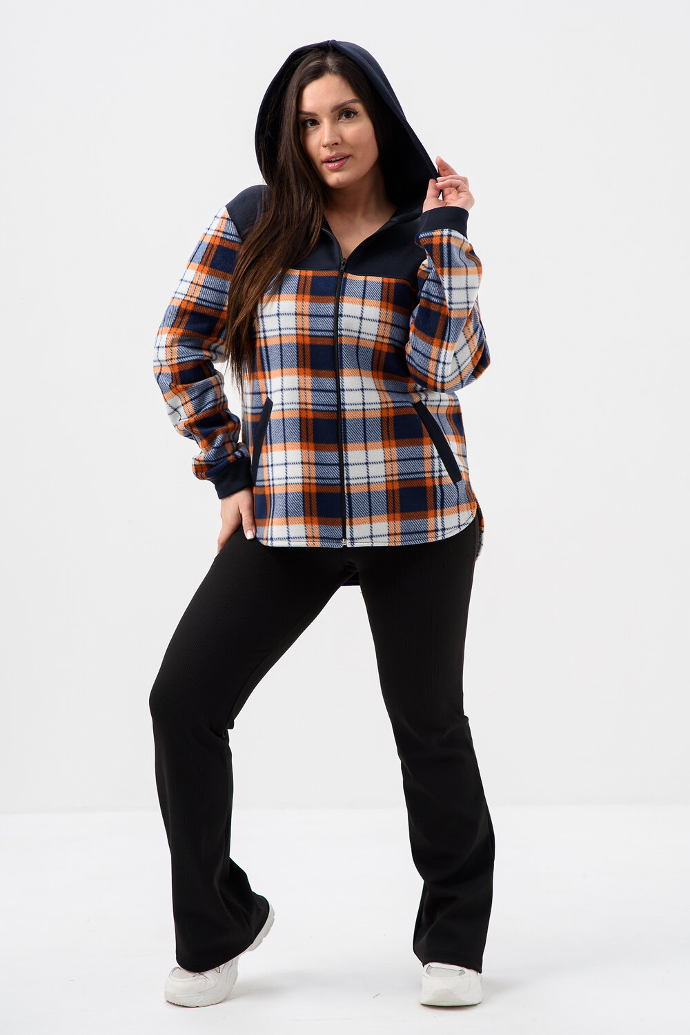Натали Толстовка 578622 52452 темно-синий, клетка