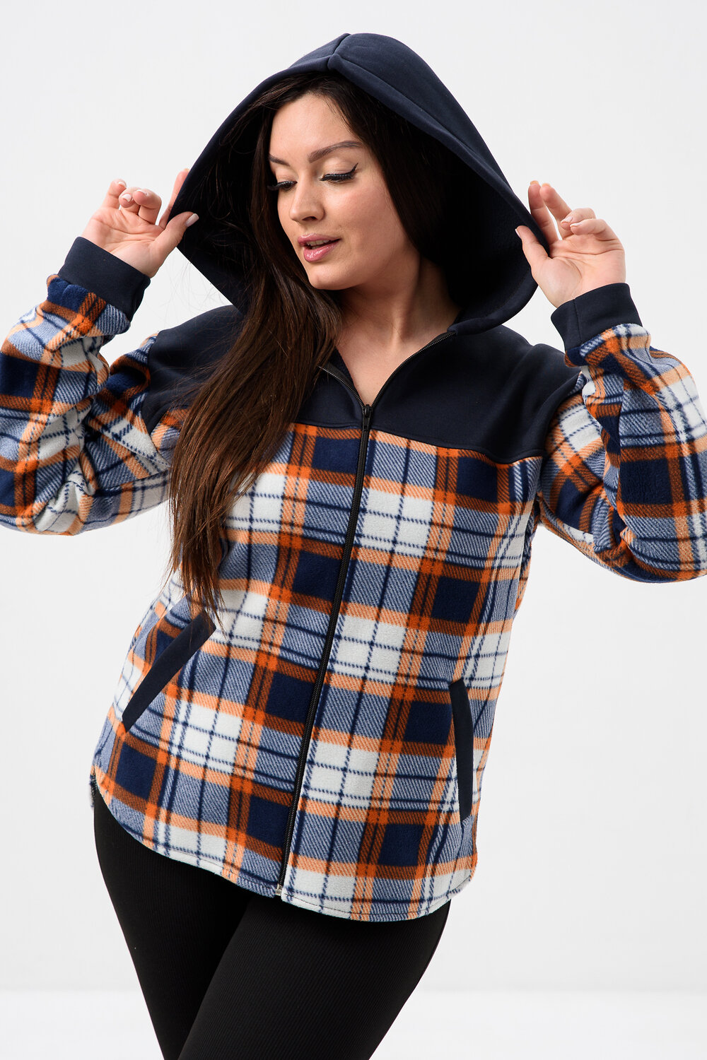 Натали Толстовка 578622 52452 темно-синий, клетка