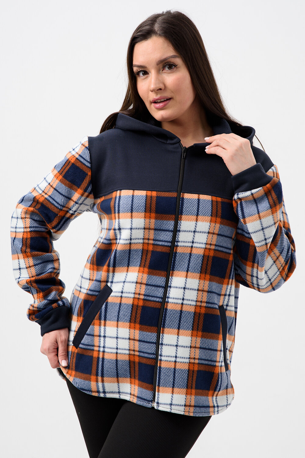 Натали Толстовка 578622 52452 темно-синий, клетка