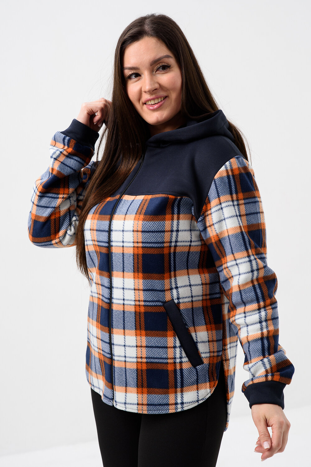 Натали Толстовка 578622 52452 темно-синий, клетка