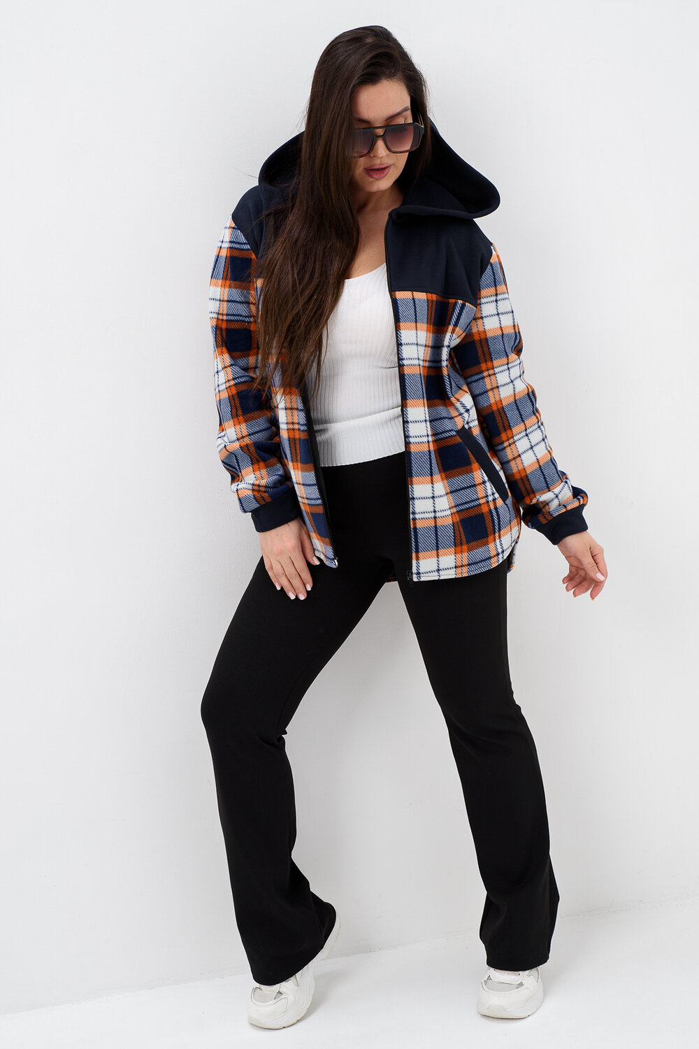 Натали Толстовка 578622 52452 темно-синий, клетка