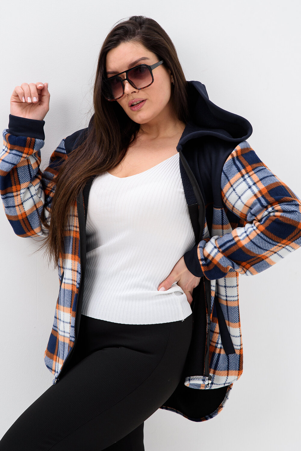 Натали Толстовка 578622 52452 темно-синий, клетка