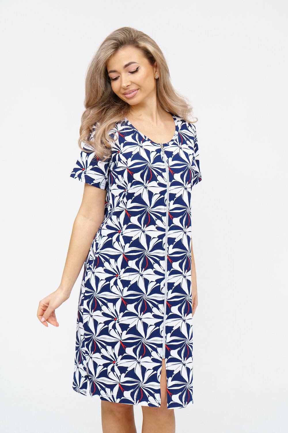 Натали Халат 578653 36930 бело-синий