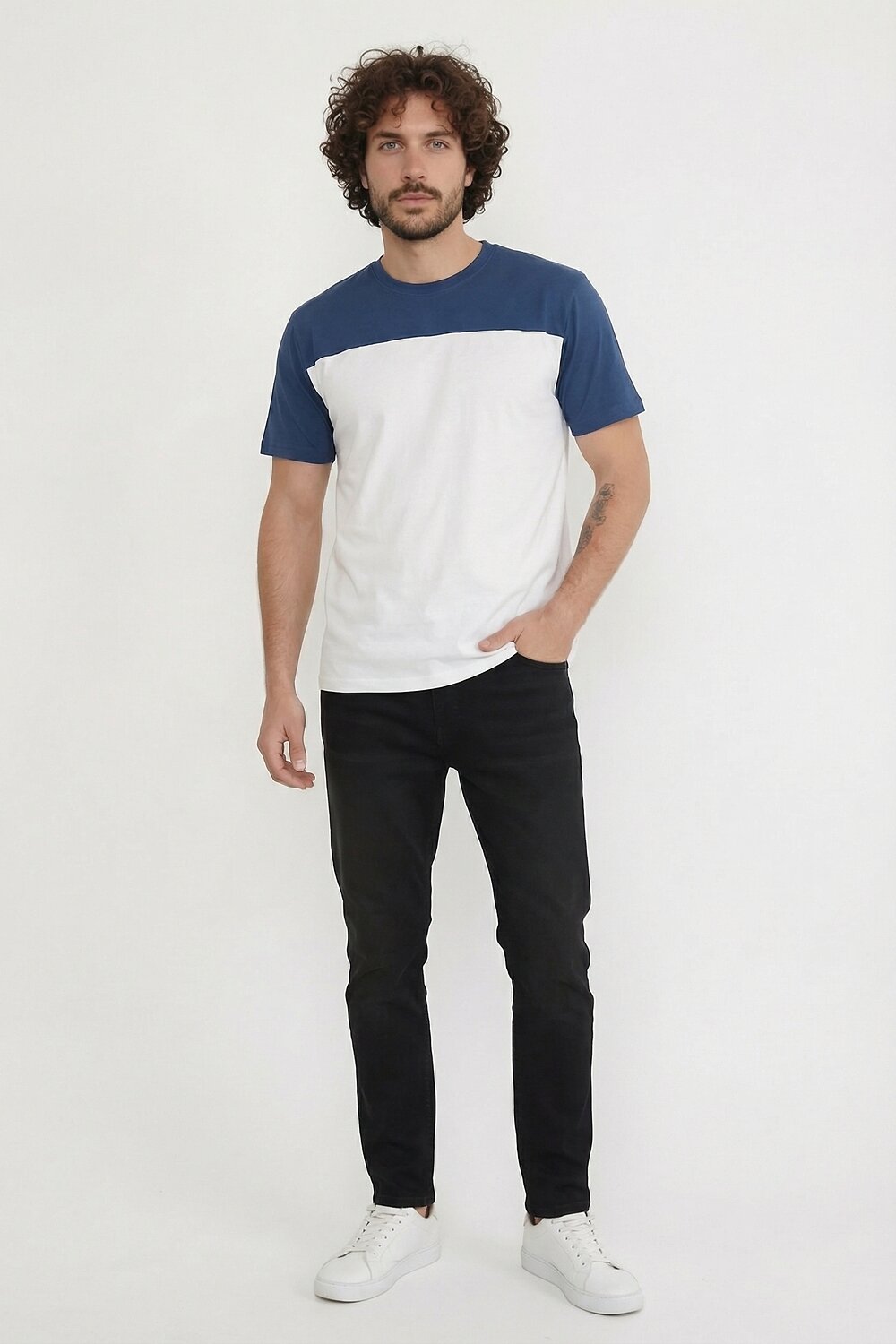 Натали Футболка 578703 14482 белый+джинс