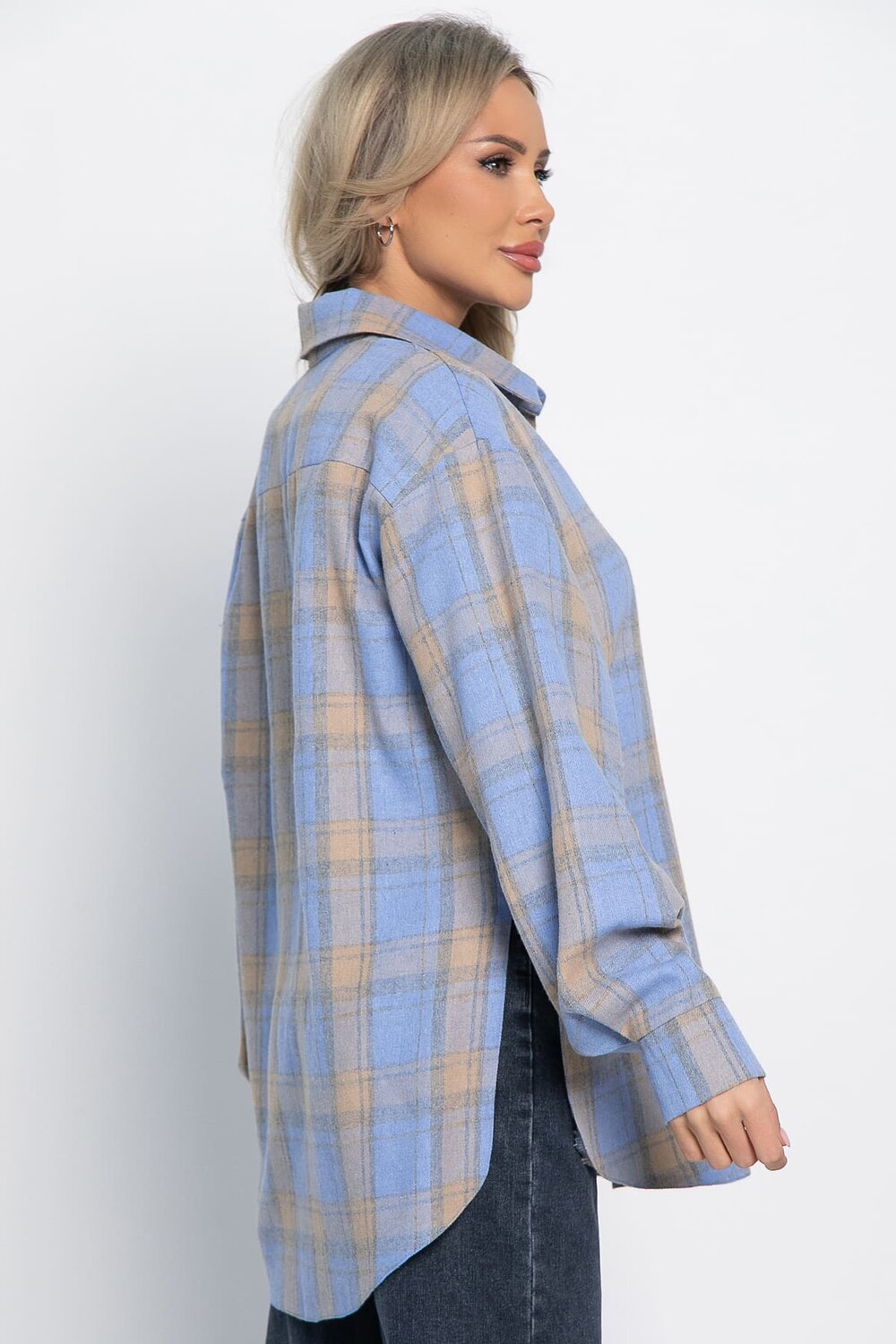 LT Collection Рубашка 578742 Б15107-7М голубой, бежевый