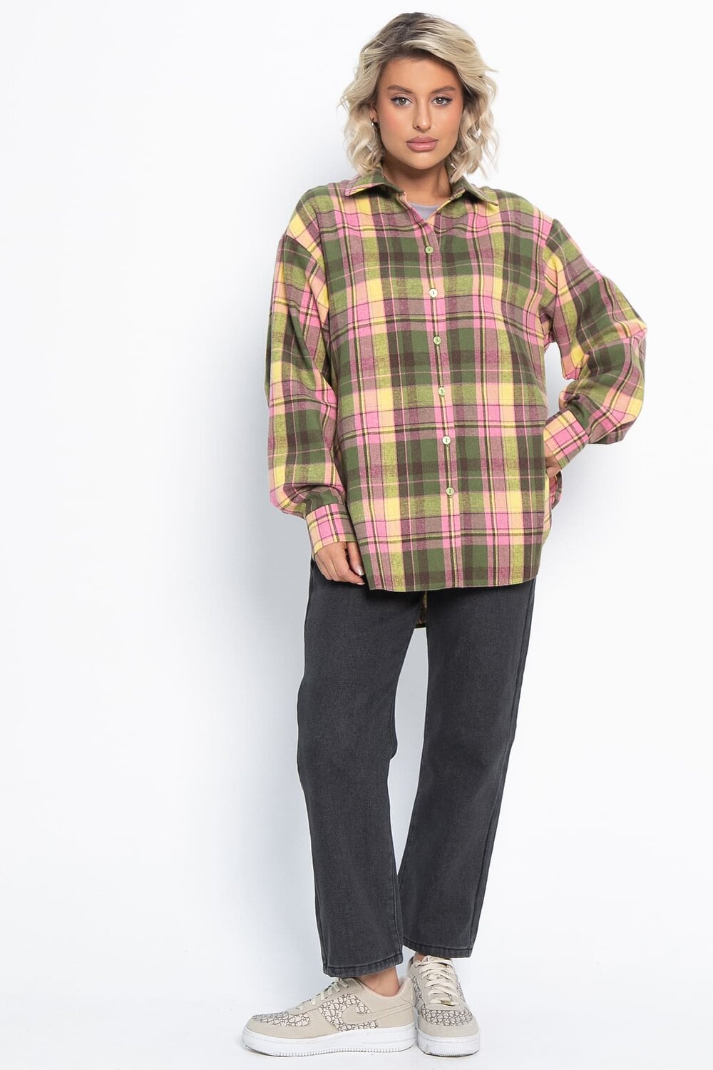 LT Collection Рубашка 578743 Б15106-7М зеленый, розовый