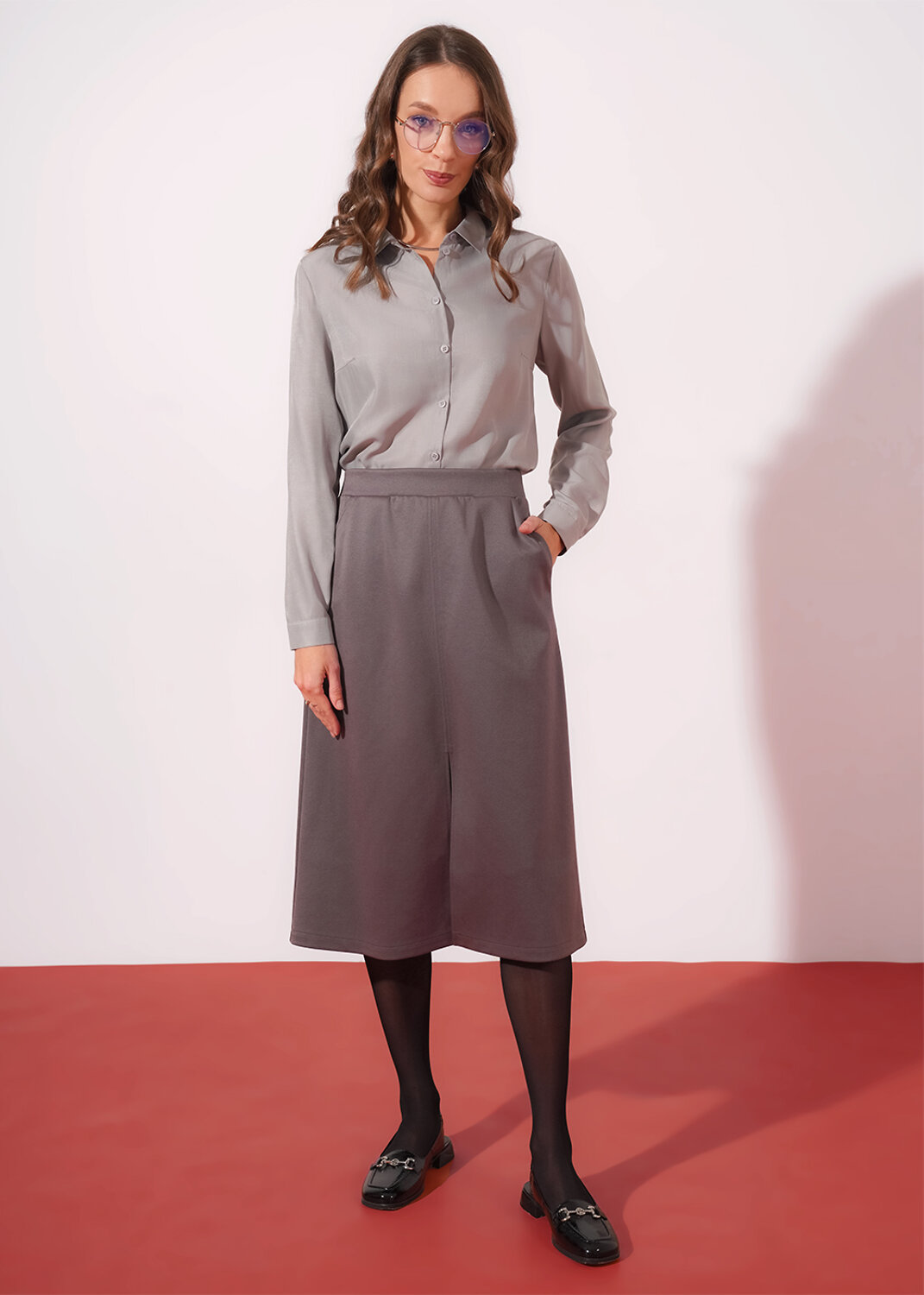 CLEVER Блузка 579147 263260/196шп серый