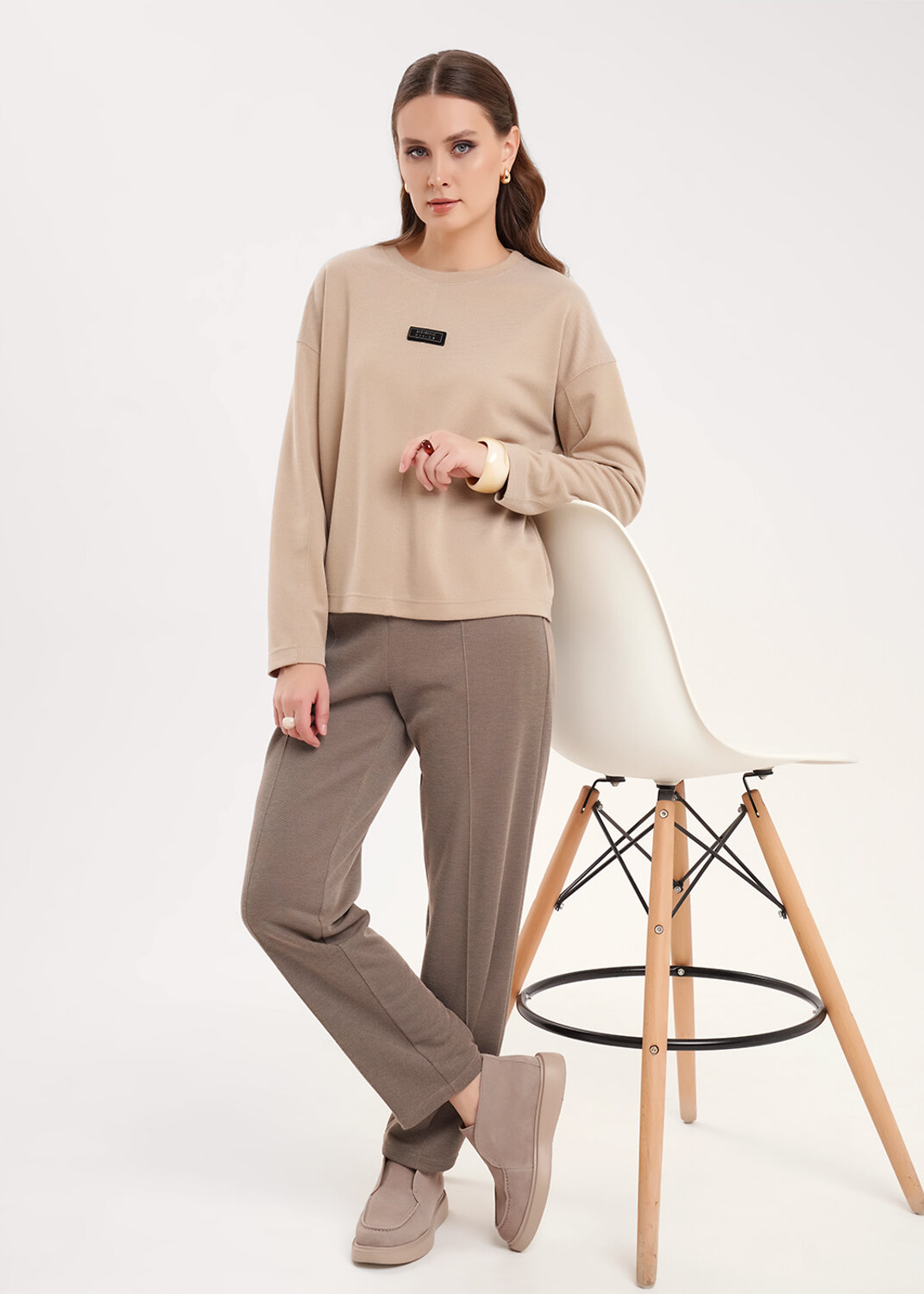 CLEVER Брюки 579160 267101/195зэж св.коричневый/т.серый