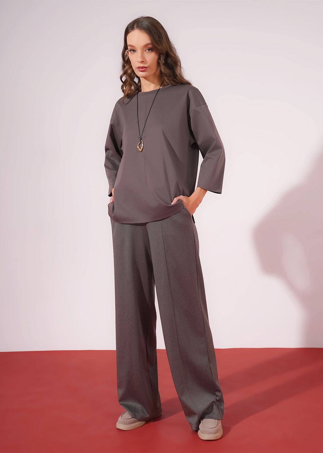 CLEVER Брюки 579162 267099/196д кофейный/т.серый