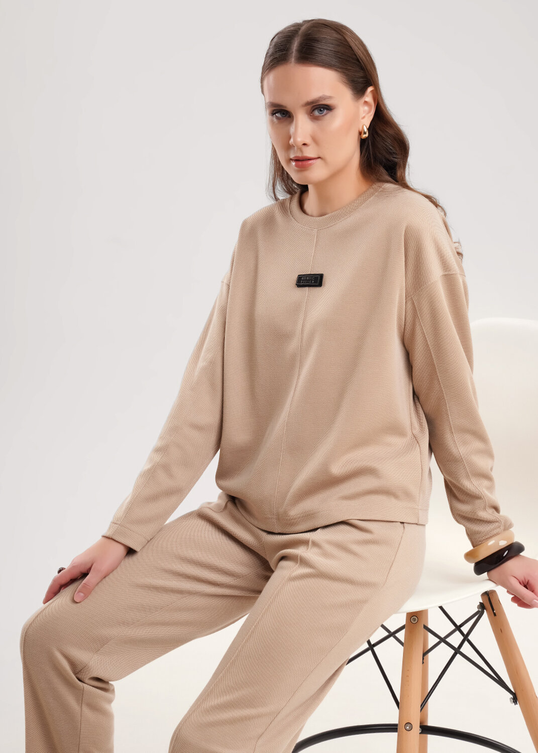 CLEVER Джемпер 579163 267104/195зэж бежевый/св.коричневый