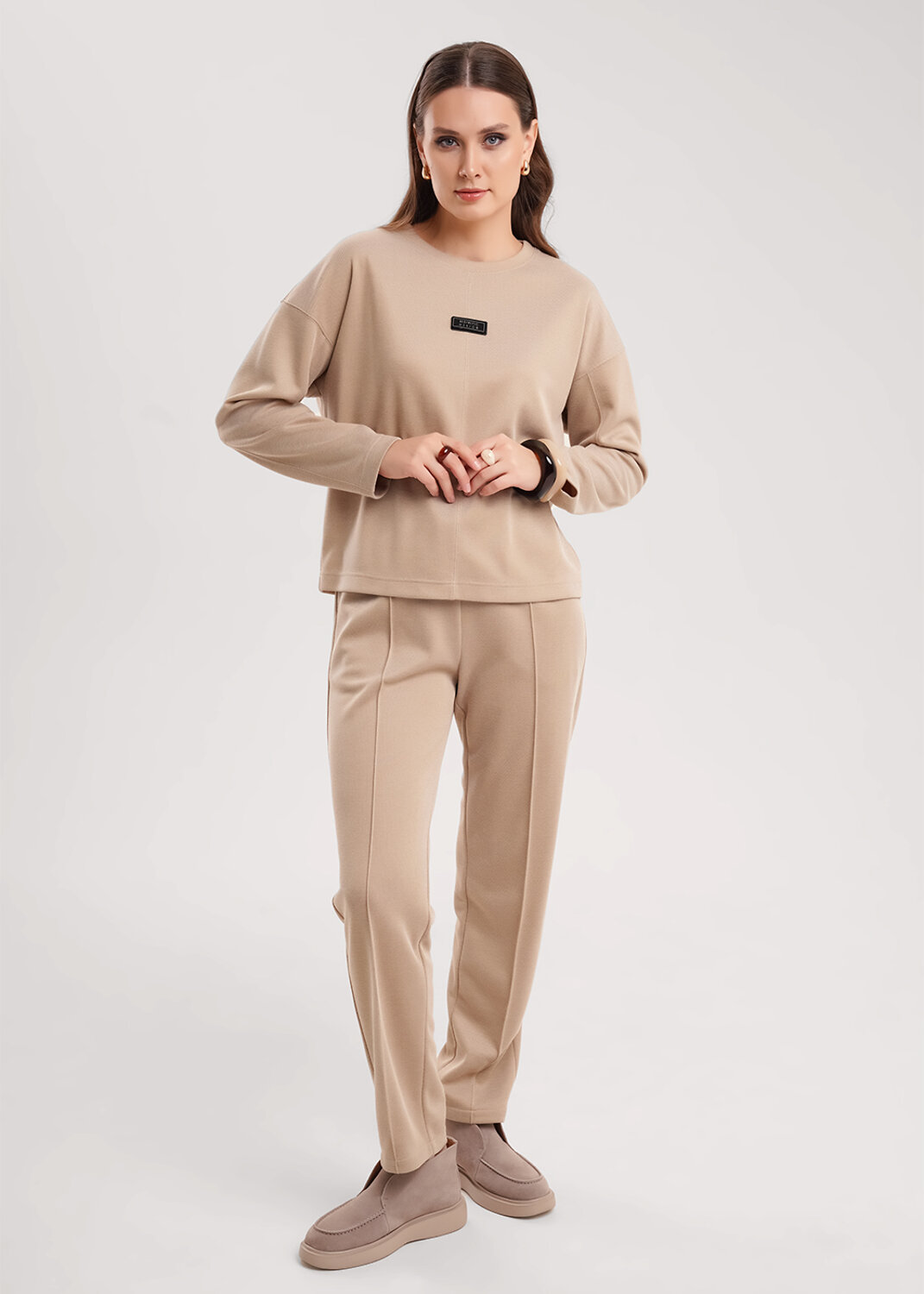 CLEVER Джемпер 579163 267104/195зэж бежевый/св.коричневый