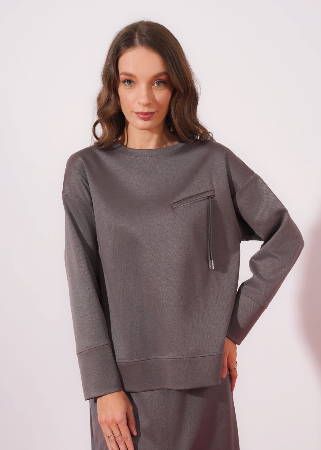 CLEVER Джемпер 579165 267098/196д кофейный/т.серый