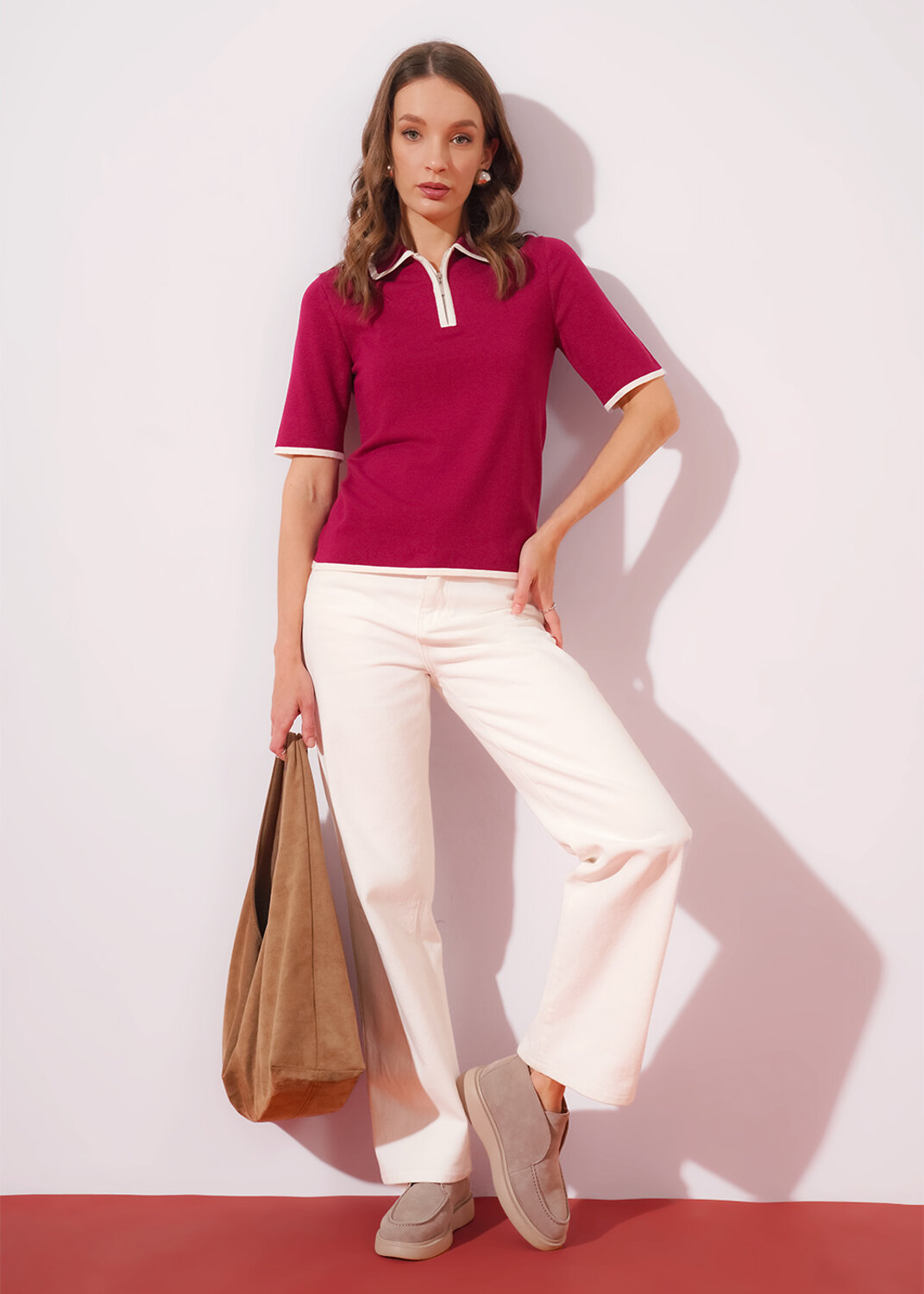 CLEVER Джемпер 579238 264634/196вп т.малиновый