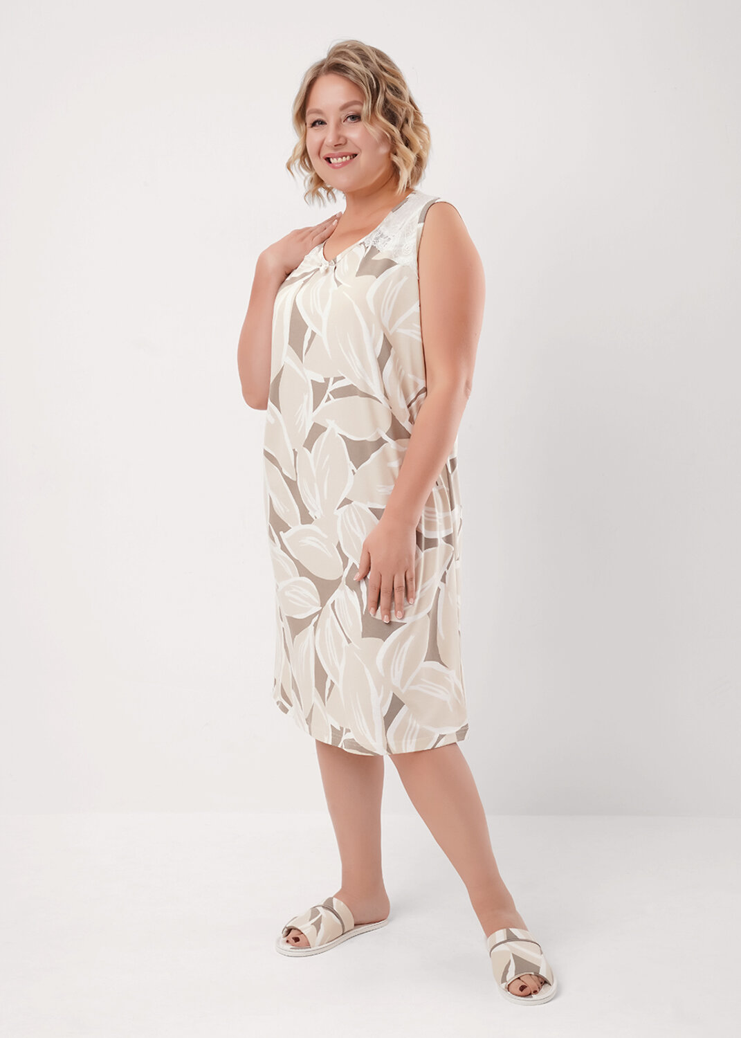 CLEVER Сорочка 579257 LS26-1213 св.бежевый/кофейный