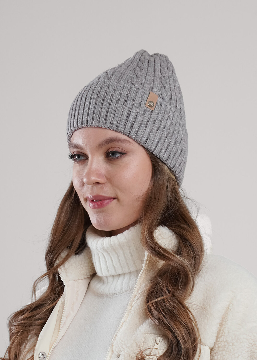 CLEVER Шапка 579293 564647вн меланж серый