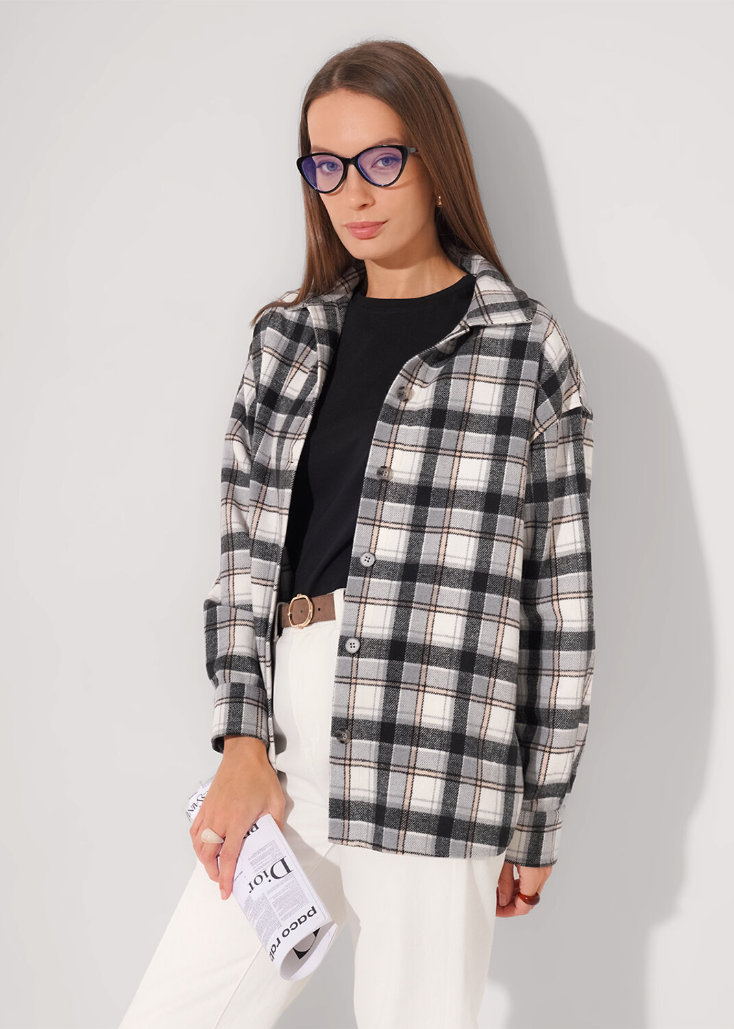 CLEVER Блузка 579318 363265ппн т.серый/молочный