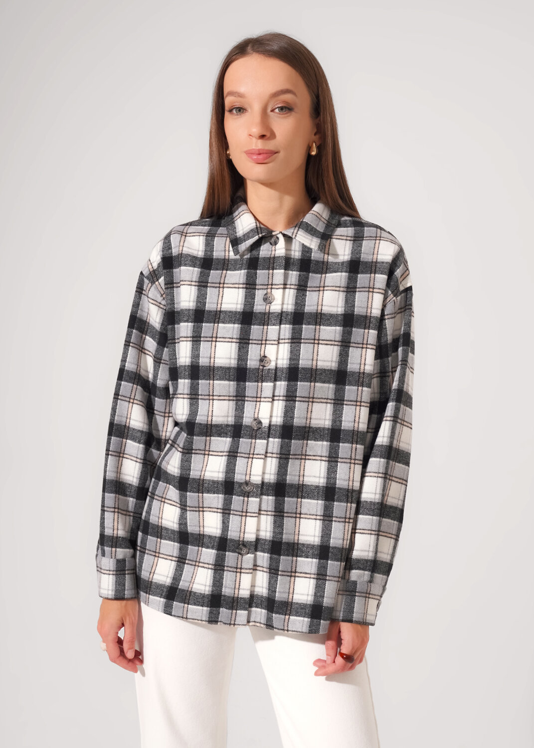 CLEVER Блузка 579318 363265ппн т.серый/молочный