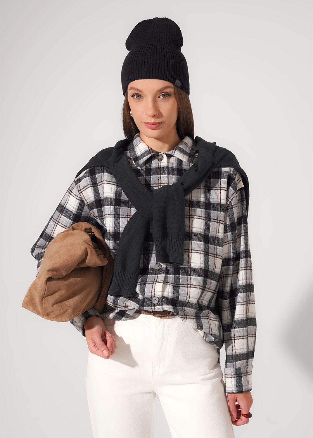 CLEVER Блузка 579318 363265ппн т.серый/молочный