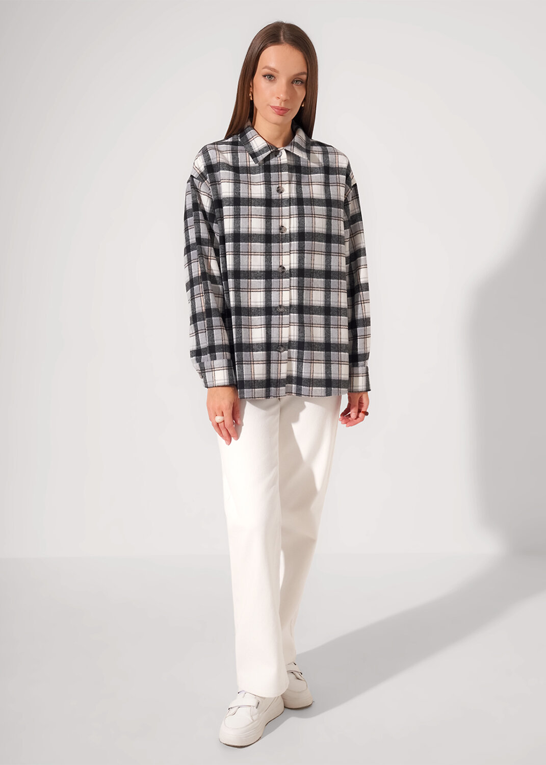 CLEVER Блузка 579318 363265ппн т.серый/молочный