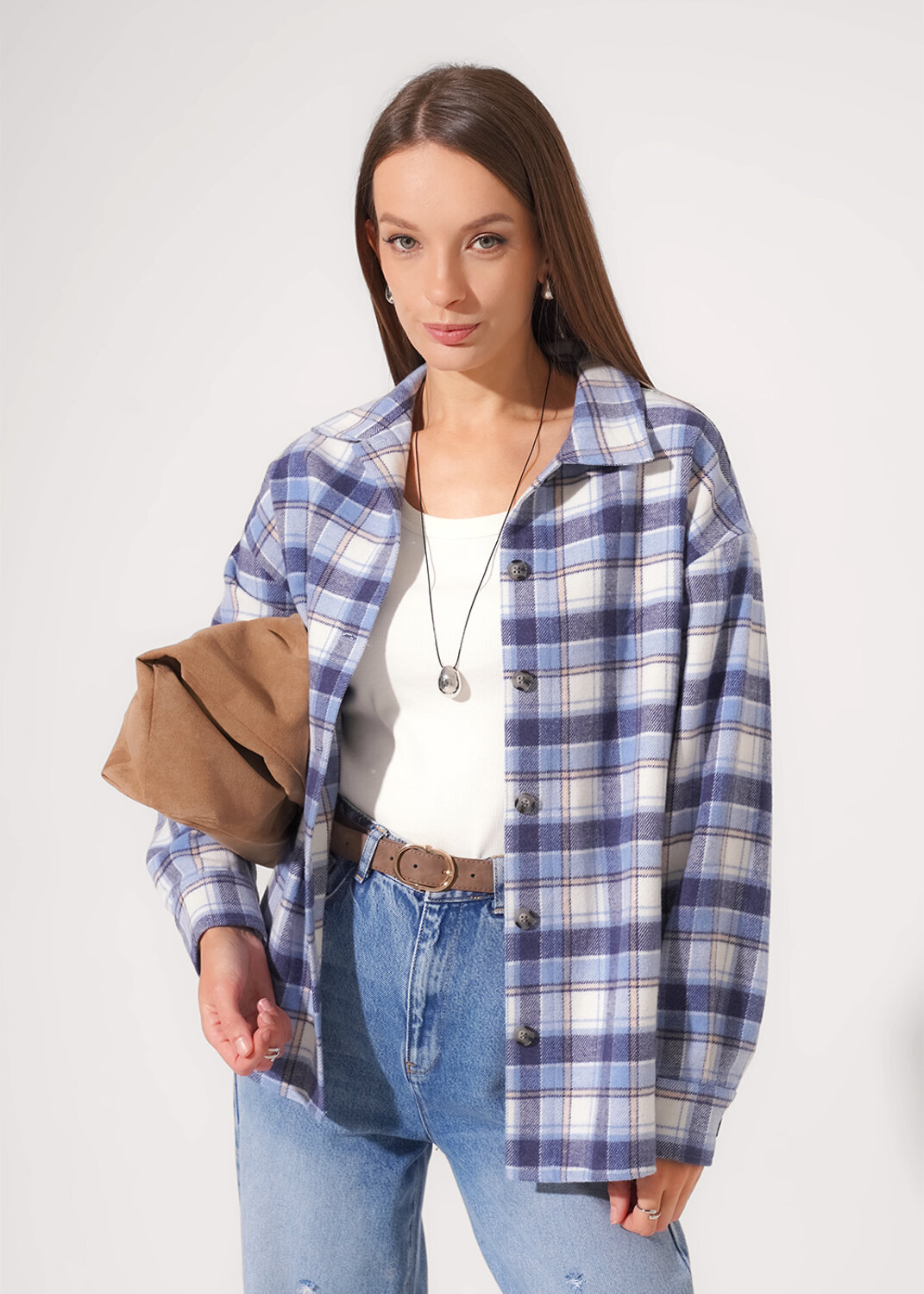 CLEVER Блузка 579319 363265ппн т.голубой/молочный