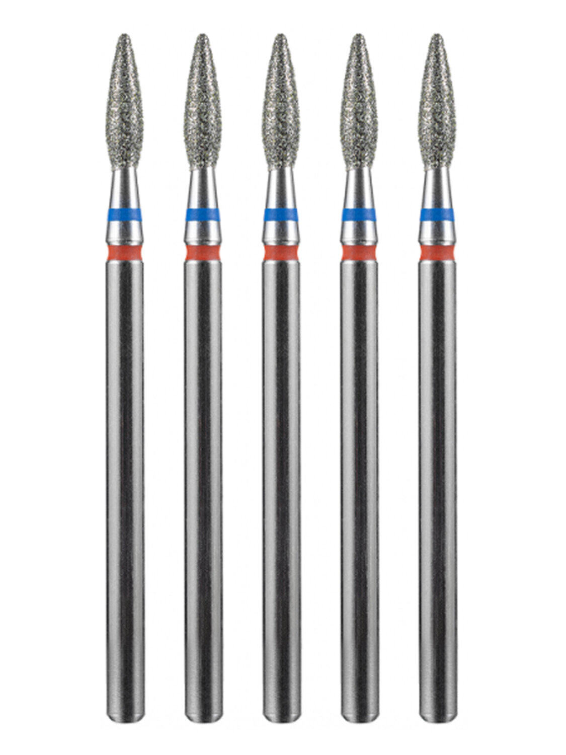 MANITA Фреза алмазная пламя острое для аппаратного маникюра 866.104.243.080.023 ФАП-2.3 8 М-С, сине-красная насечка, ø 2,3 мм, 5 шт. 579760 28363 
