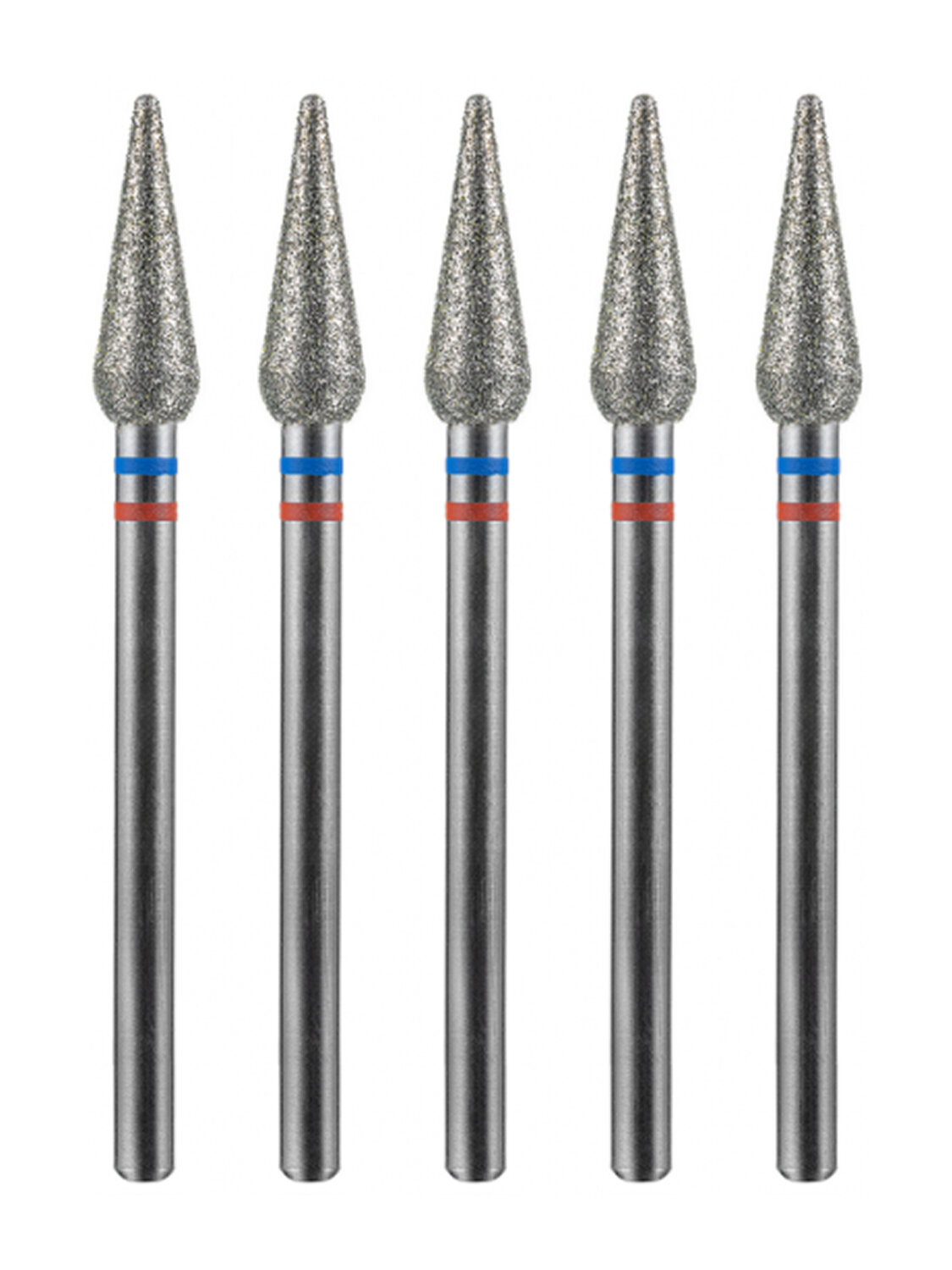 MANITA Фреза алмазная капля большая для аппаратного маникюра 866.104.260.120.040 ФАК-4.0 12 М-С, сине-красная насечка, ø 4,0 мм, 5 шт. 579765 28370 