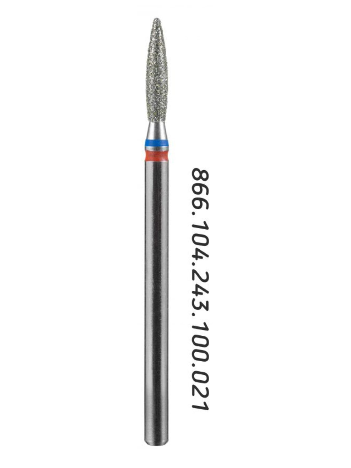 MANITA Фреза алмазная пламя острое для аппаратного маникюра 866.104.243.100.021 ФАП-2.1 10 М-С, сине-красная насечка, ø 2,1 мм, 5 шт. 579766 28365 