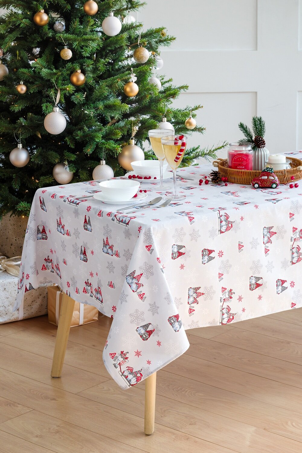Натали Скатерть 579799 Скатерть Лесные гномики светло-серый