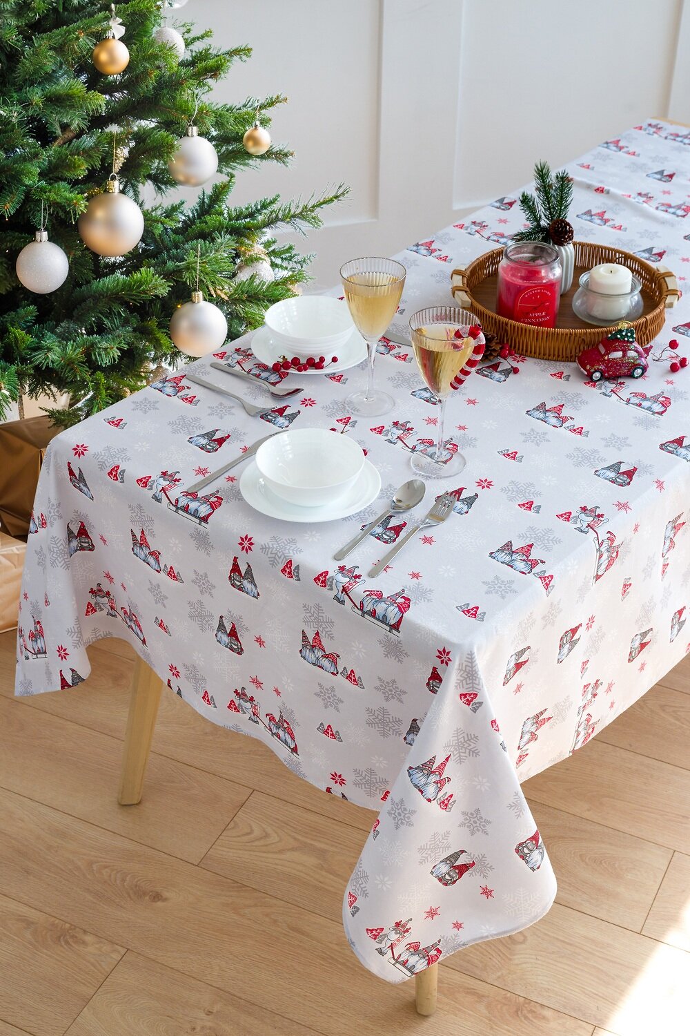 Натали Скатерть 579799 Скатерть Лесные гномики светло-серый