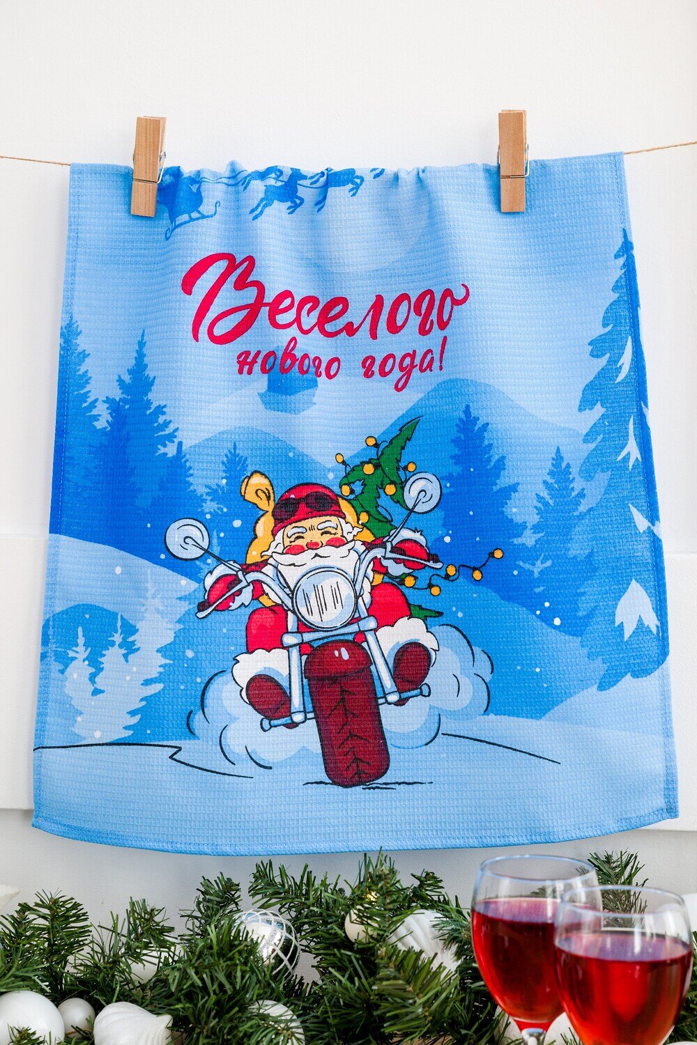 Натали Полотенце 579926 Набор кухонных полотенец Зимние забавы синий