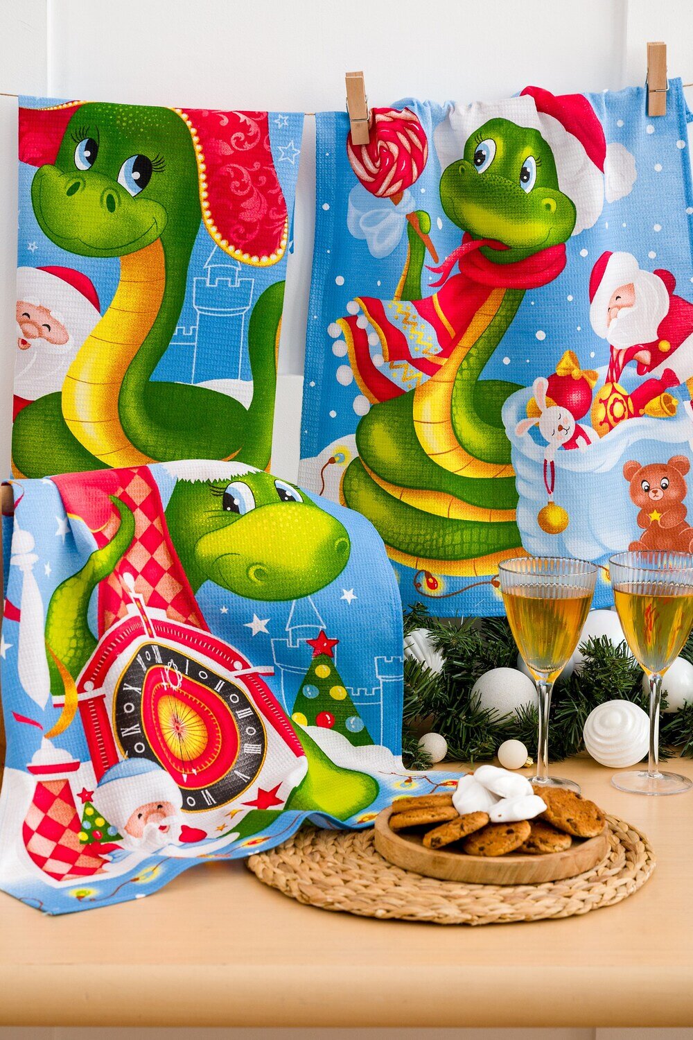 Натали Полотенце 579930 Полотенце кухонное Мечты в новогоднюю ночь сине-серый