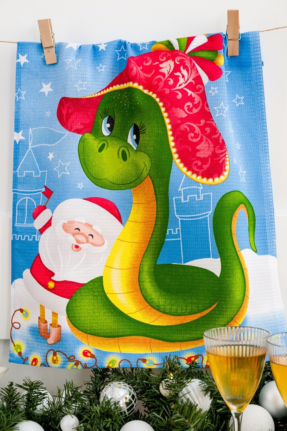 Натали Полотенце 579930 Полотенце кухонное Мечты в новогоднюю ночь сине-серый